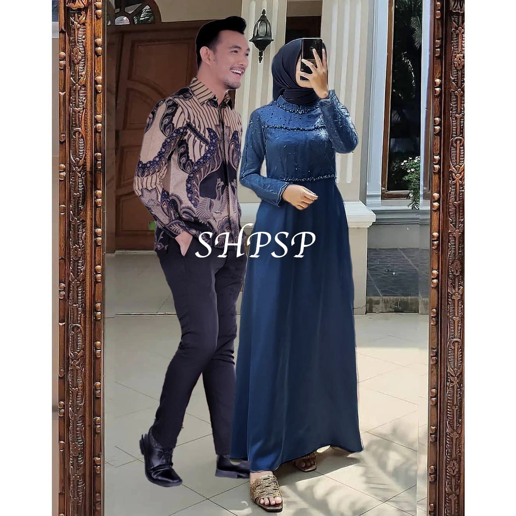 ADA ANAK !!! SHOPASHOP SOLO Batik Couple Rayya #2 dress Tiara + Kemeja batik - BISA COD COUPLE GAMIS MAXI DRESS BRUKAT LUNA - MAXI COUPLE GAMIS BROKAT GAMIS PESTA KONDANGAN