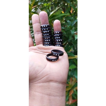 cincin kaokah polos dan permata 1 &amp;3 coklat dan hitam