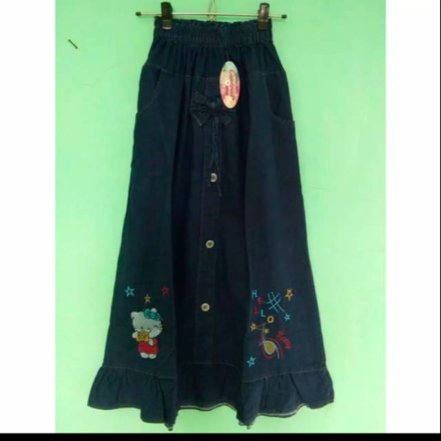 Rok panjang anak anak 7 - 8 - 9 tahun bahan jeans denim