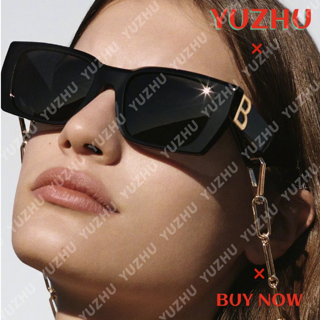 (YUZHU) COD Kacamata Hitam Persegi Gaya Modern Barat Untuk Wanita/Pria Gaya Retro Cat Eye Shades Untuk Unisex