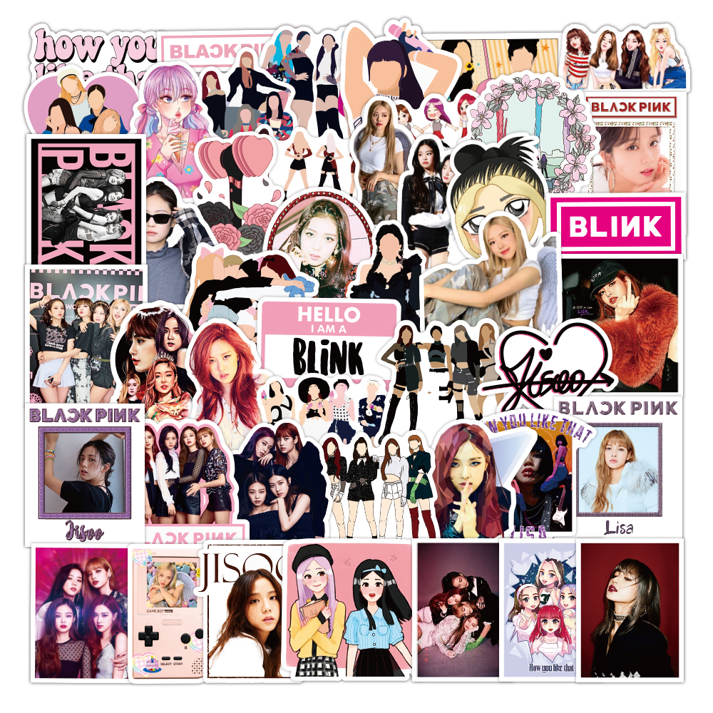 50pcs /set Sticker KPOP BLACKPINK Stiker Tahan Air Untuk Dekorasi DIY Luggage Diary Notebook Laptop