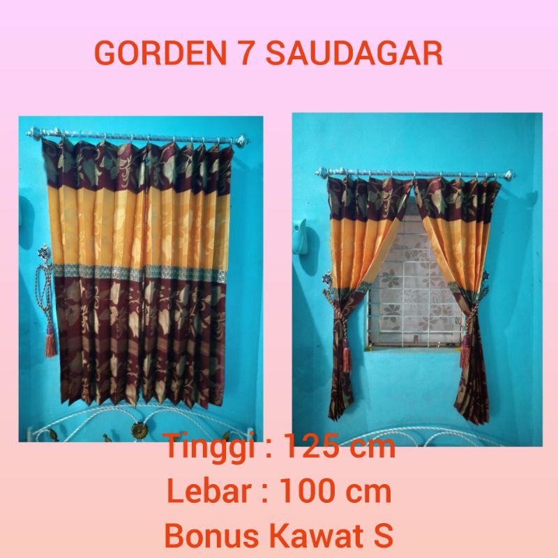 Gorden Jendela Pendek Bunga Gorden Kecil Jendela Kamar Tidur Ukuran L 100cm X P 125cm Warna maroon
