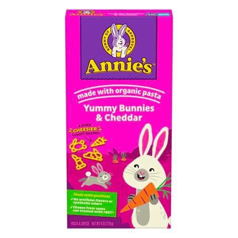 

Annie's ORGANIC Mac & Bees Yummy Bunnies & Cheddar Mac n Cheese Cheesy Snack Food Macaroni & Cheese Meal Elbow Pasta Mie Saus Keju Cheddar Yummy