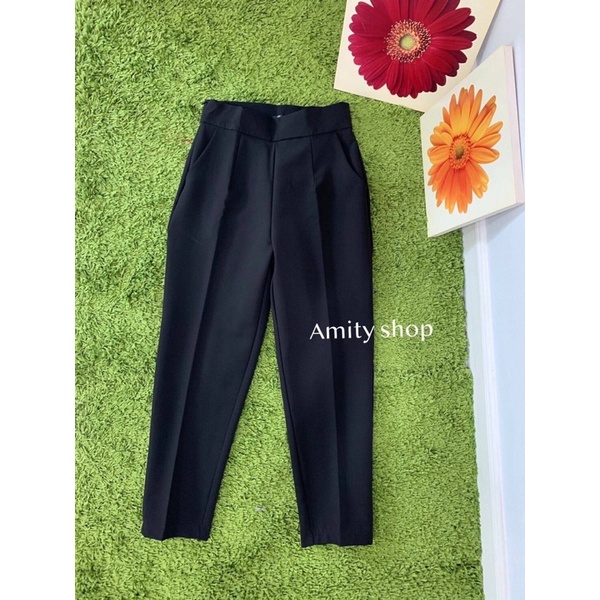 CELANA BAHAN AMITY HIGHWAIST MODEL 7/8 ZIPPER SAMPING (CLAMY002)