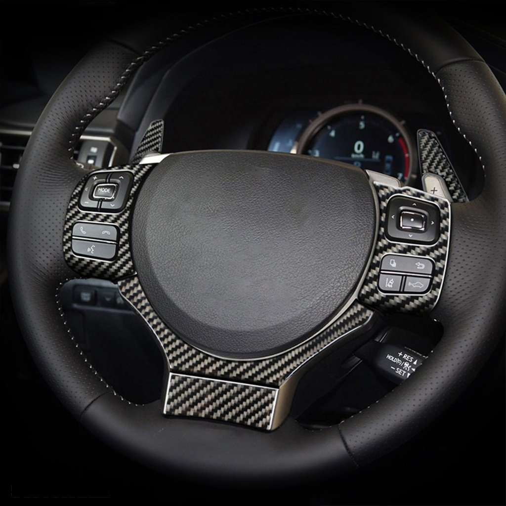 Smodel 2pcs / Set Stiker Setir Mobil Anti Uv Bahan Carbon Fiber Warna Hitam Untuk Lexus Nx 200