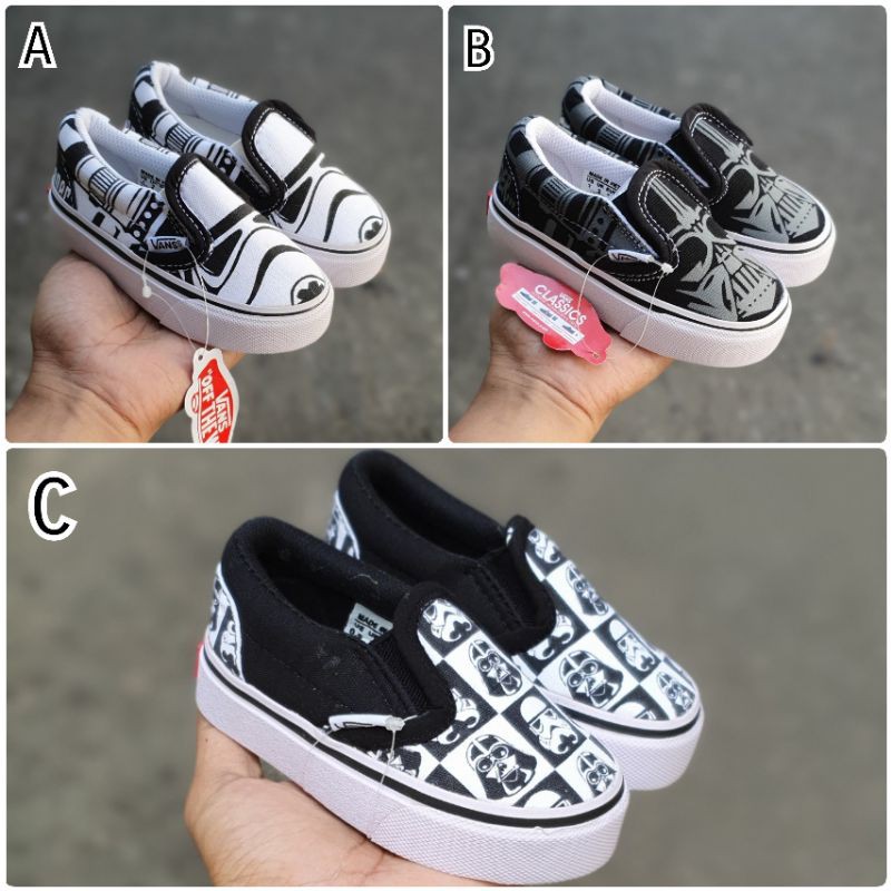 SEPATU ANAK VNS SLIP ON STARWARS/STROMTROPER/DARTH VADERR