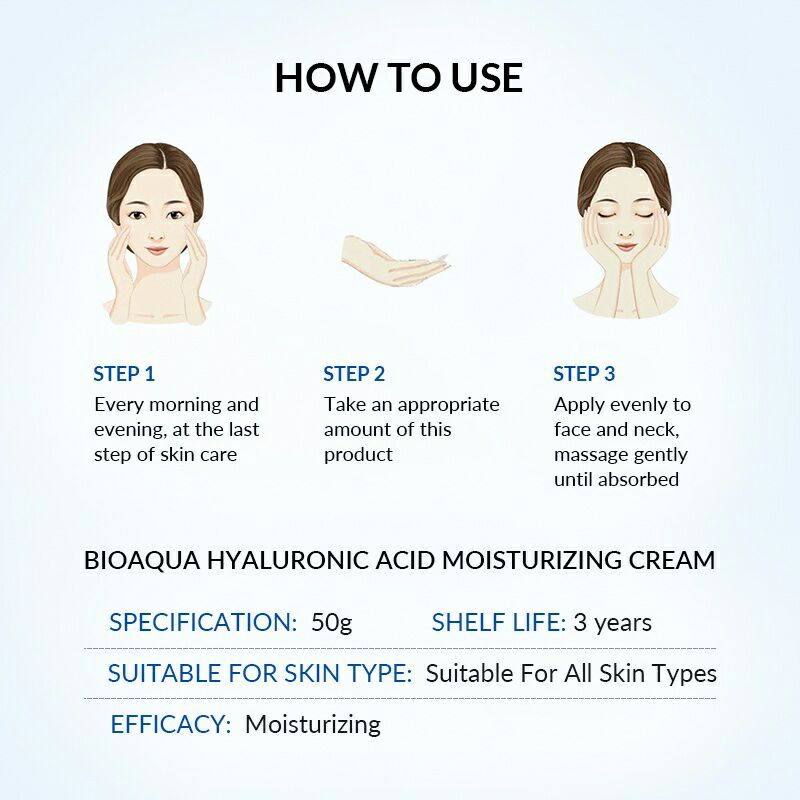 BIOAQUA Hyaluronic Acid Moisturizing Cream 50g Day Cream Night Cream Original BPOM