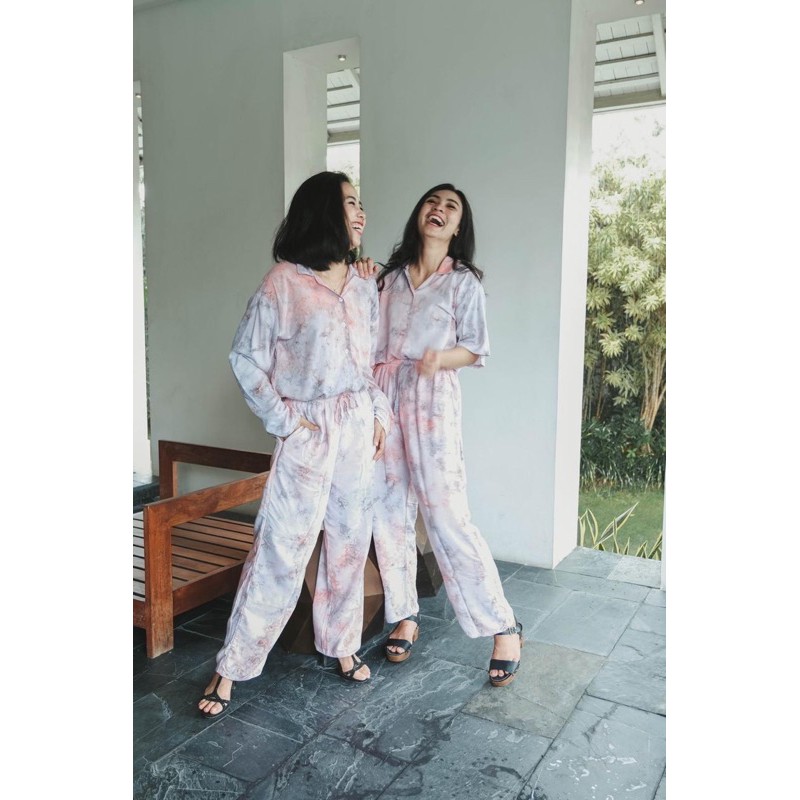 Baju Piyama Set Tie Dye  Tiedye Tidi Kekinian Pakaian Set Wanita Premium Warna Limited