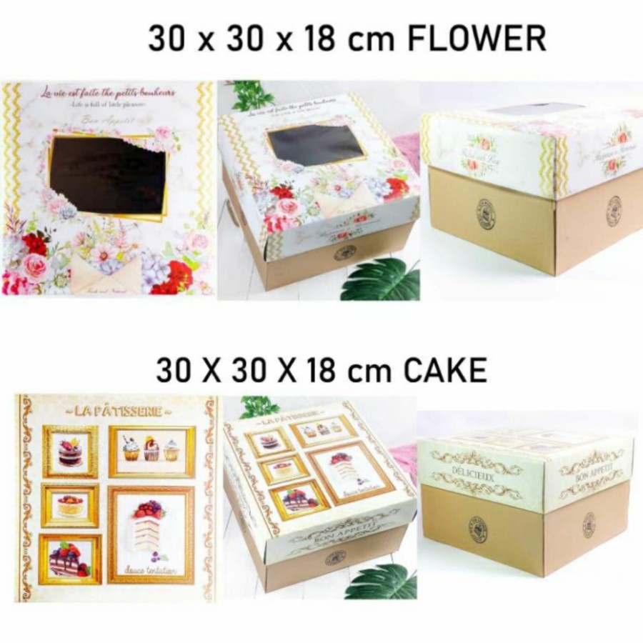 

DUS KUE 30X30X18 SATUAN / CAKE BOX BON APPETIT/ KSI30x30x18