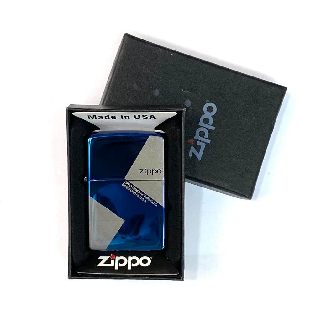 Korek Api Zippo Ice Blue Motif Premium Grade A Model Zig Zag Motif