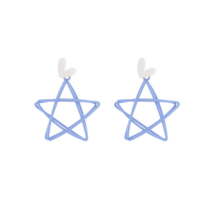 Hollow Pentagram anting-anting 202020new warna biru Korea internet influencer temperamental anting-a