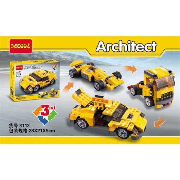 Lego Kw Architect 3 in 1 Cool Cars Decool 3113 Sport car,Race car,Truk
