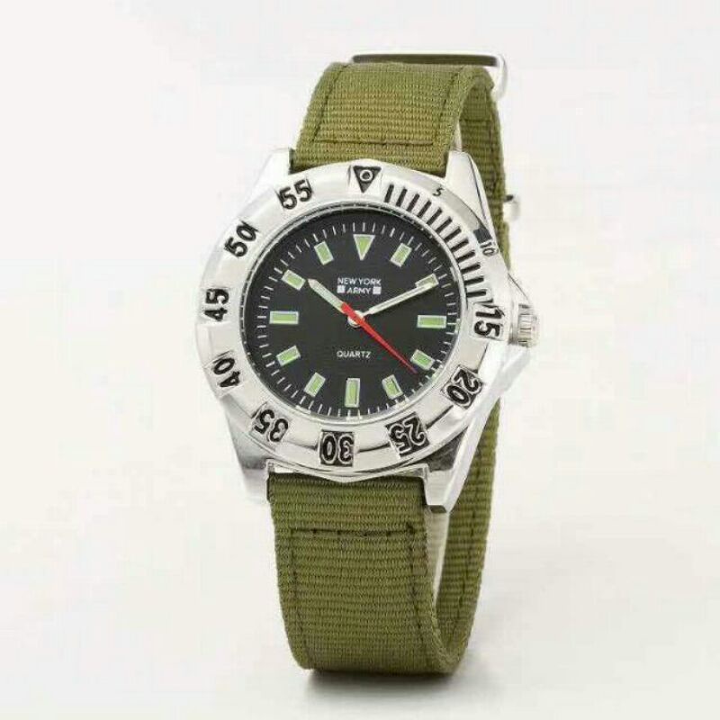 308 Jam Tangan Analog Tali Kanvas Hijau Fashion Wanita | G-POP