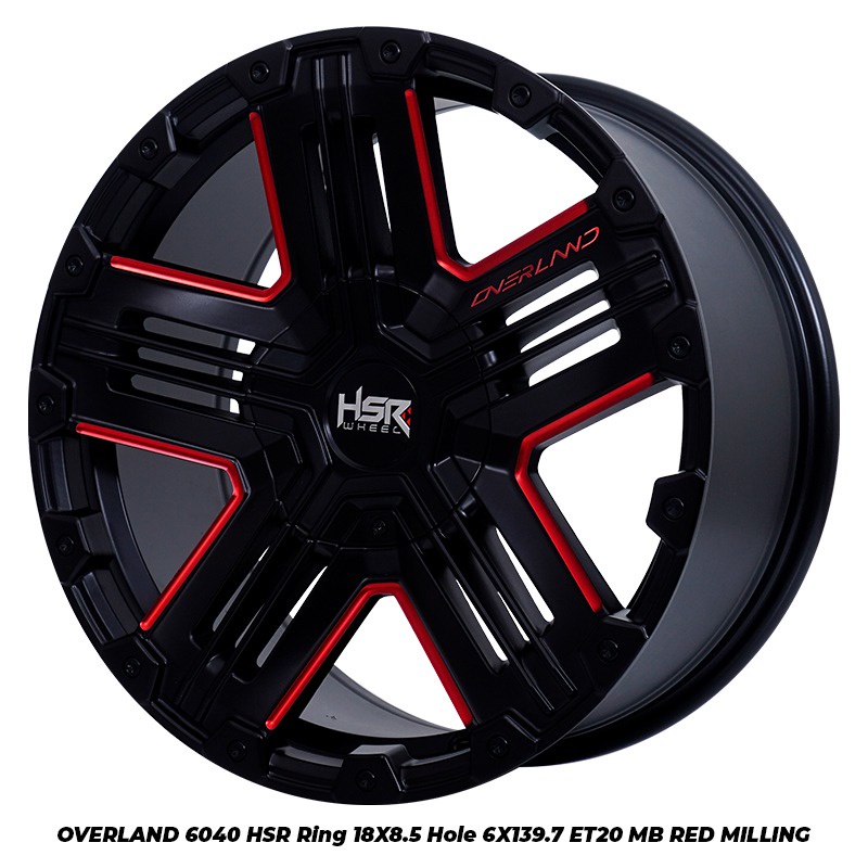 Velg R18 Mobil Fortuner Pajero HSR OVERLAND 6040 Original Ring 18 Hole 6 Black Red