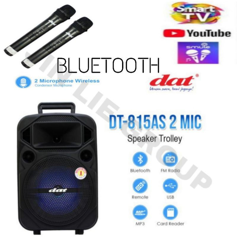 SPEAKER PORTABLE DAT 8 INCH DT-815 AS 2 MIC WIRELESS