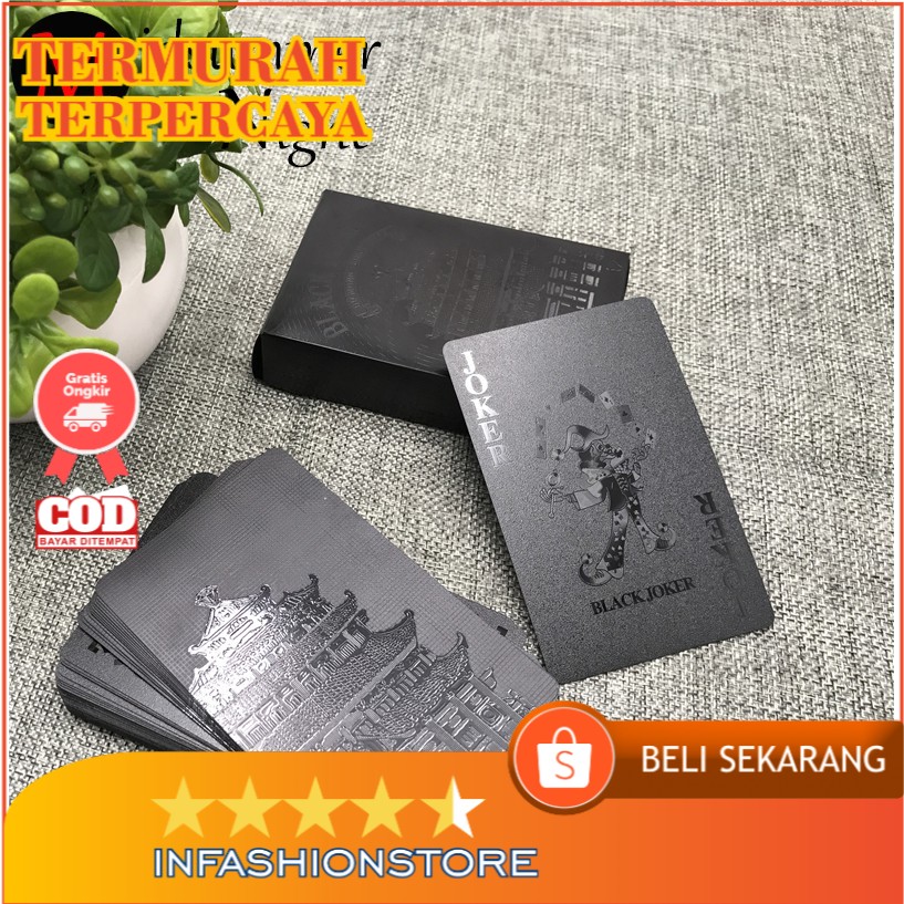 Kartu Remi Black Plastik Waterproof / Permainan Keluarga Teman/  Kartu Poker Premium /Kartu Remi Pla