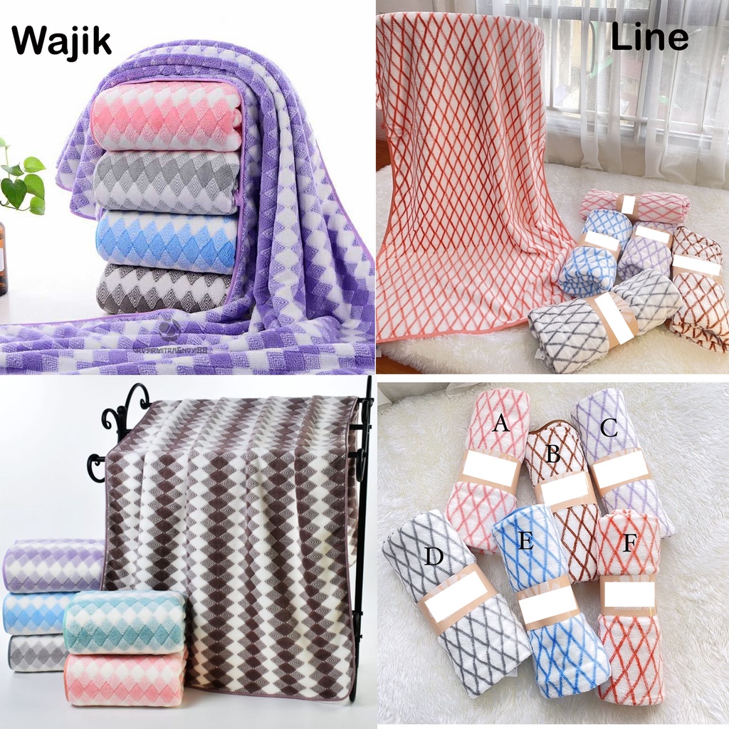 Handuk Dewasa Motif Wajik , Line Handuk Mandi Microfiber 140x70cm