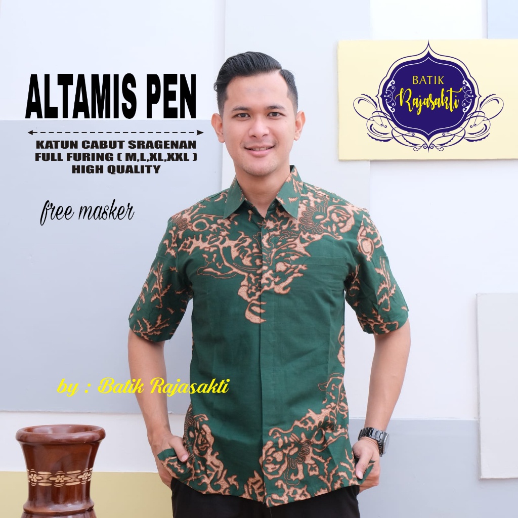 ALTAMIS Batik Solo Pria Kemeja Baju Lengan Pendek Panjang Premium Ekslusif Seragam Rajasakti