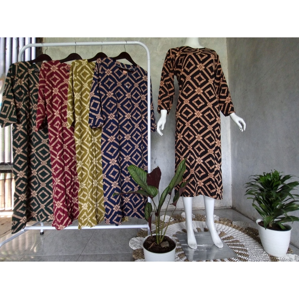 Daster Panjang Busui Bahan Rayon Motif Zigzag Bunga