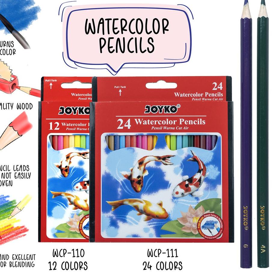 

Bagus - Joyko Pensil Warna Cat Air Watercolor Pencils Hexagonal Grip !!