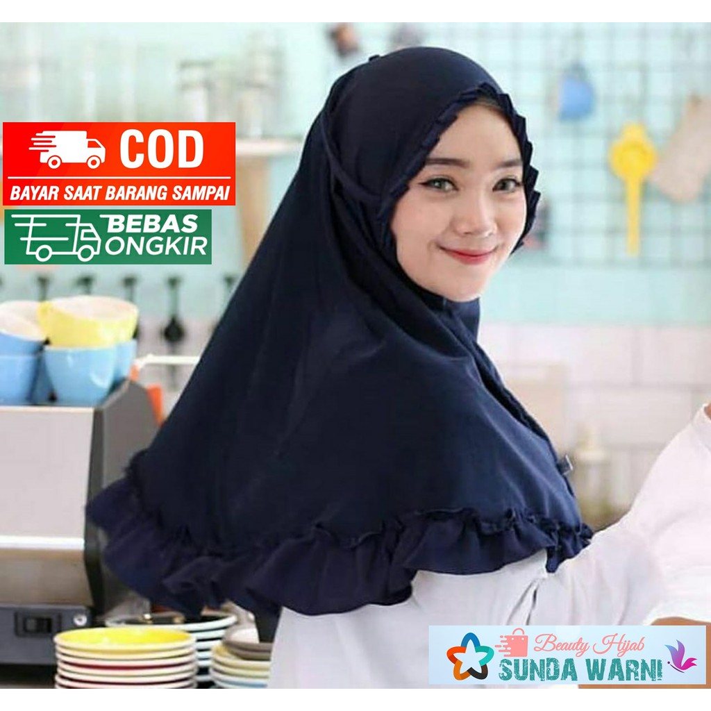 Jilbab Instan Bergo Lipit Kriwil Diamond  - Kerudung Wanita- Kerudfung Bergo