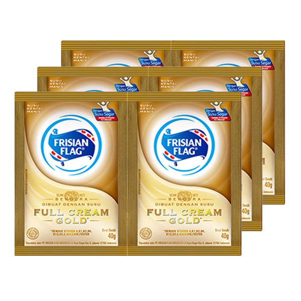 FRISIAN FLAG SUSU FULL CREAM GOLD (6 SACHET X 40 GR)