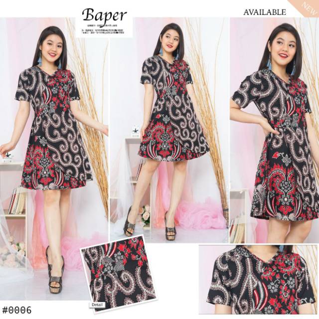 Dress batik katun stretch bq 006