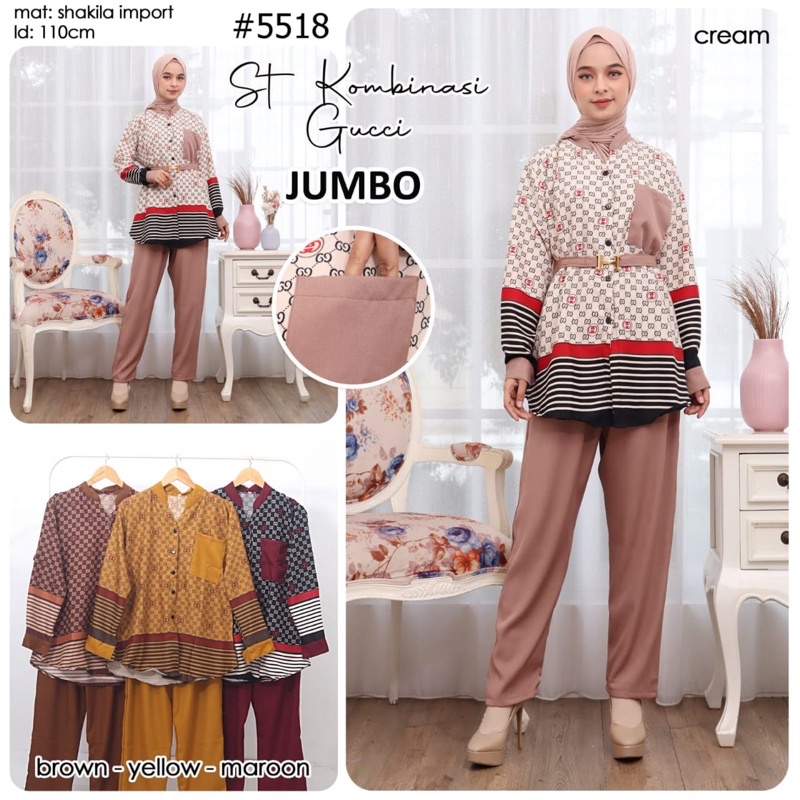 Oneset Setelan tunik Celana Gucci 5518 Syakila Shakila Syakilla Import