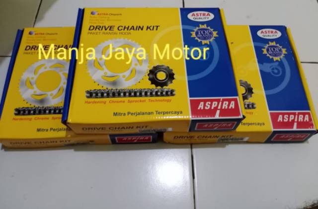 Paket Gir set Aspira for karisma/Supra x 125 old/F1 + chainlube megacools 300ml