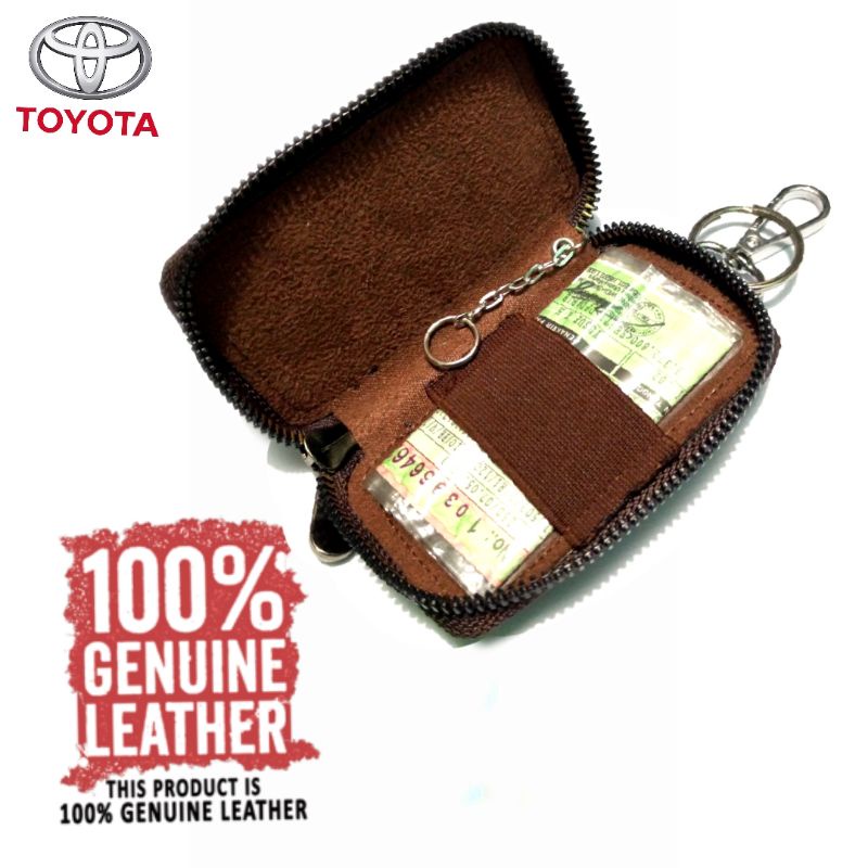 gantungan kunci dan dompet STNK mobil Toyota kulit asli Zipper