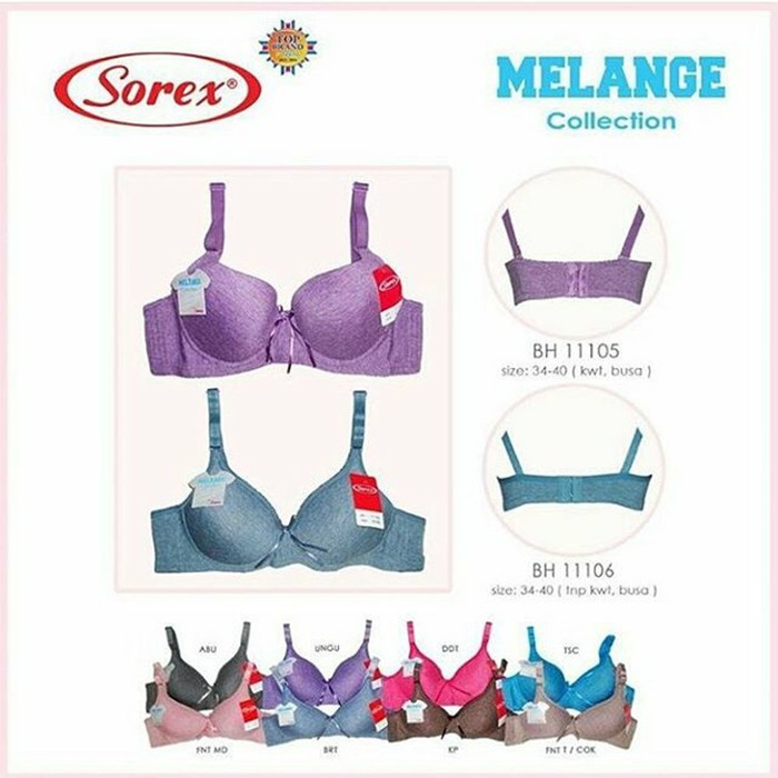 bra sorex melange kawat busa tipis full cup kait 3 kode 11105