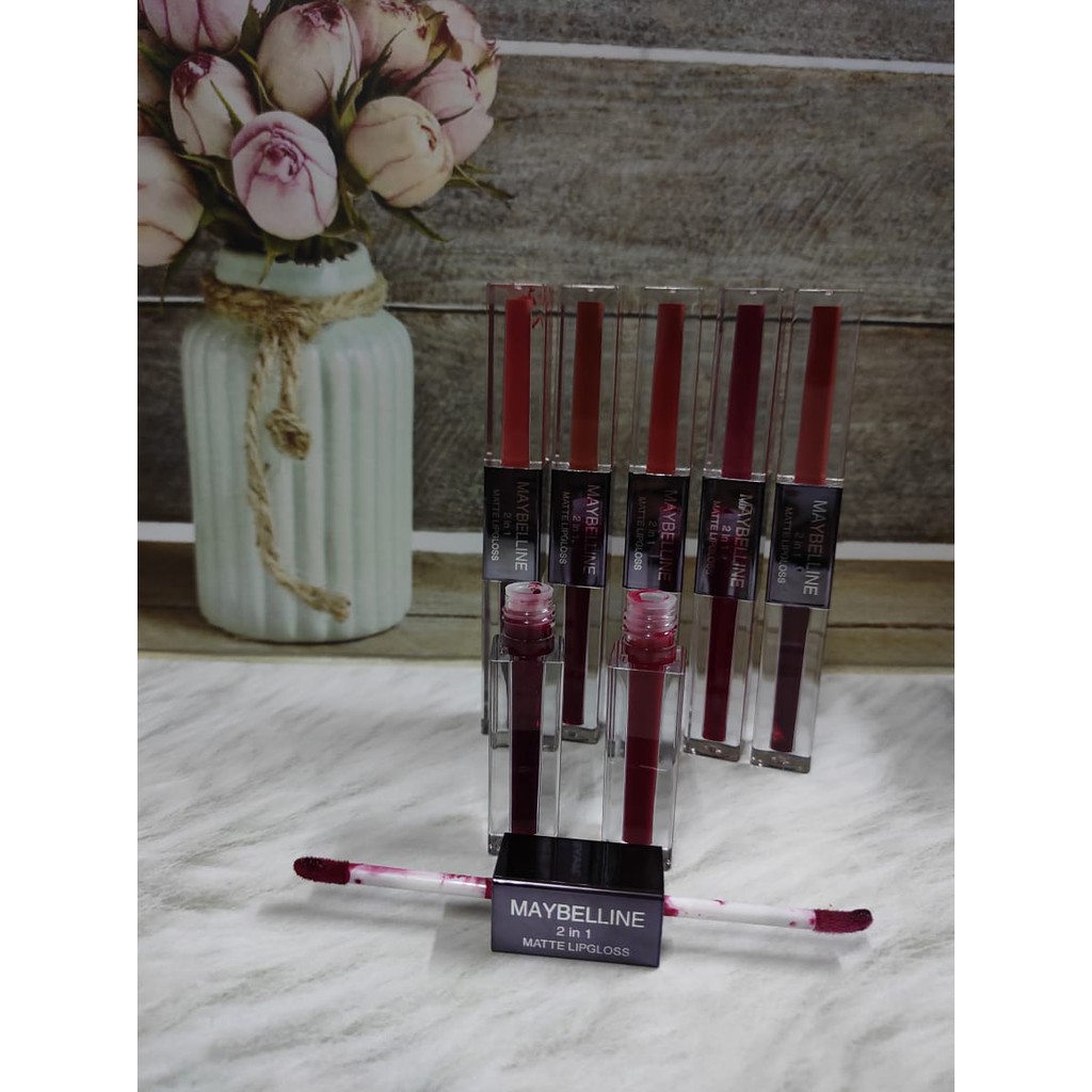 ( 6 PCS ) LIPCREAM + LIP TINT 2 IN 1  MATTE MAYBELLINE 0021