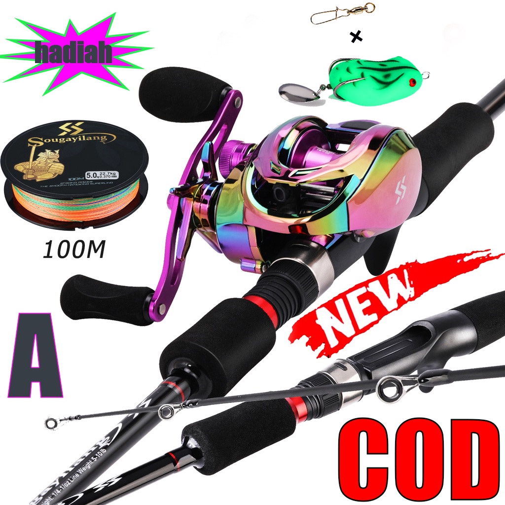 Sougayilang joran 1 set murah Joran pancingan set lengkap 1.8 M/2.1 joran tegek Joran Pancing Dan 18