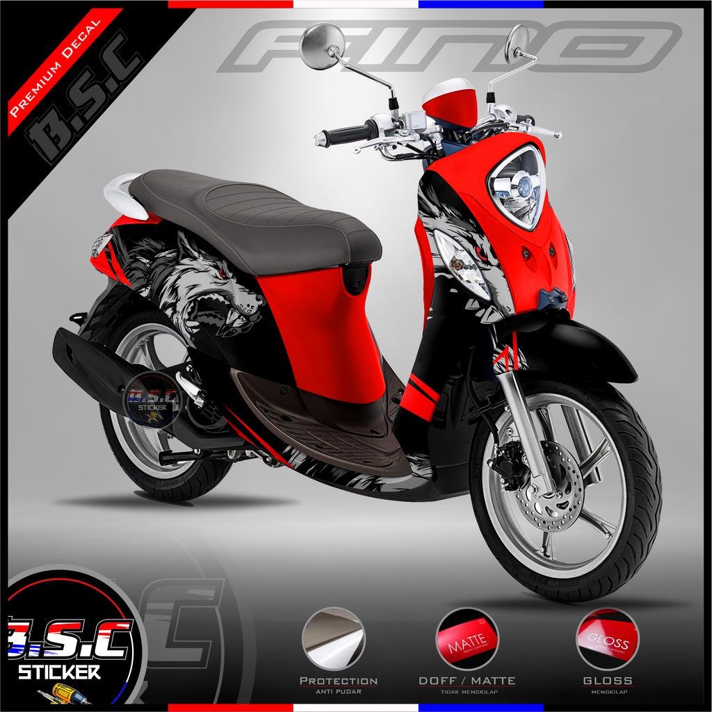 Sticker Decal Fino Motif Wolf Red