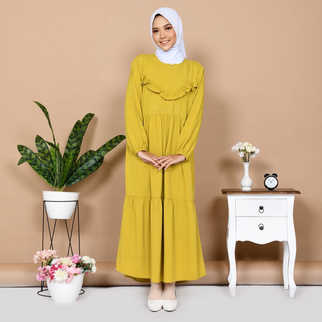 Gamis Muslim Terbaru bahan Caton Rayon premium Gamis Lebaran Moderen Dress Muslim Wanita