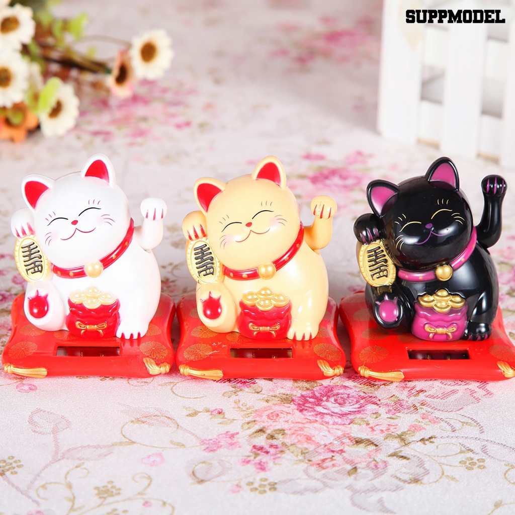 Ornamen Kucing Keberuntungan Tenaga Surya Untuk Dekorasi Kantor