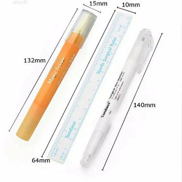 Microblading pen / pena penanda sulam alis + penggaris / eyebrow tattoo pen marker