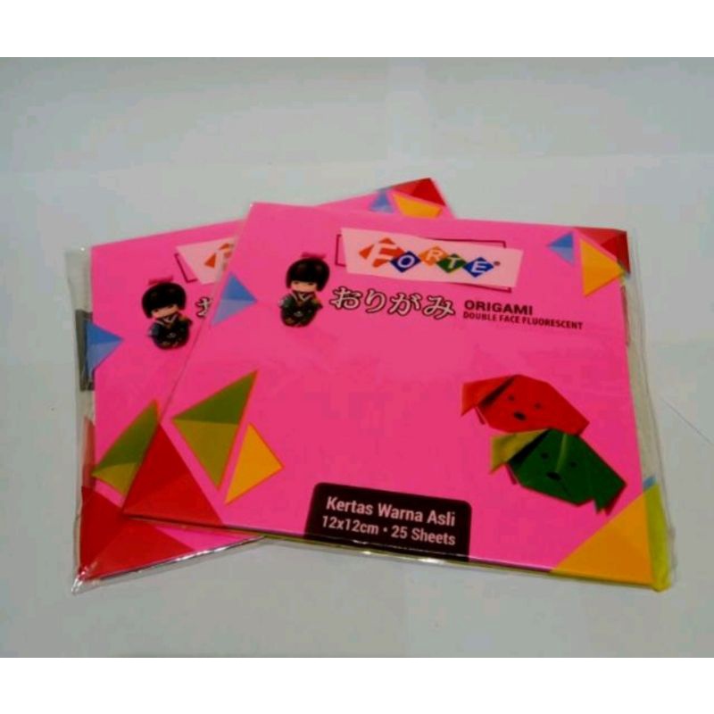 

N_S_Y Kertas Origami Double Face Fluorescent 12x12 warna asli merk Forte
