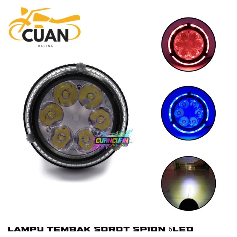 lampu tembak sorot led brecket spion 6mata dengan angel aye 5 mode