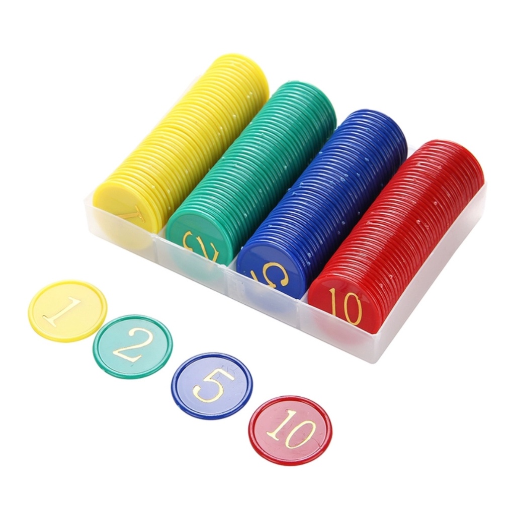 Minicart Mahjong Chip Koin Chip Poker Chip Angka 1, 2, 5, 10 isi 160 pcs - MC5503