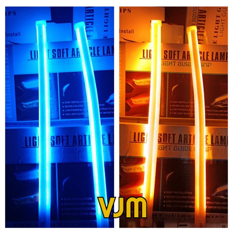 Lampu Alis LED Running Flash 30 CM BIRU KUNING Motor/ Mobil 2 MODE