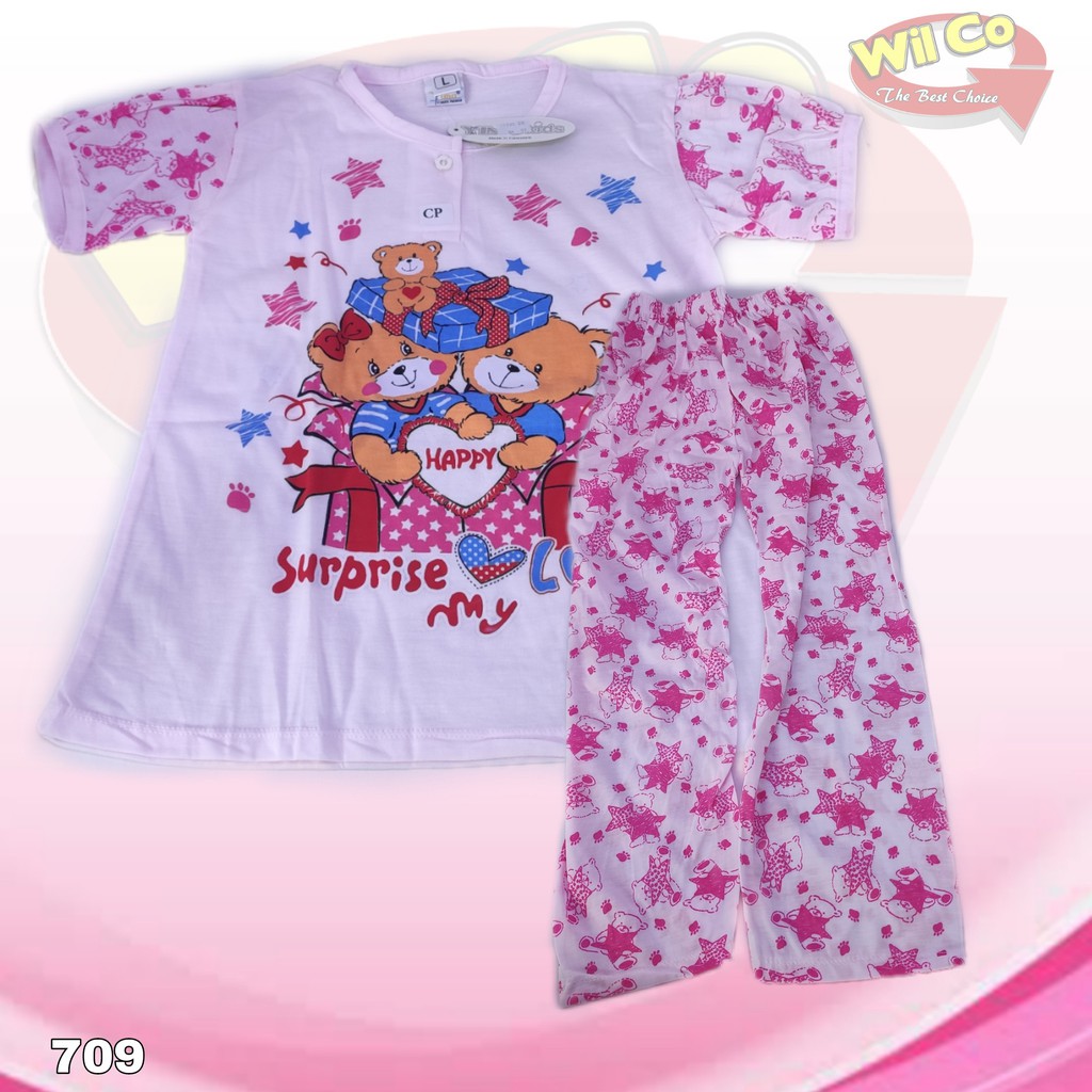 K709 - SETELAN ANAK WANITA YIMOKIDS GN MOTIF KARTUN SIZE S - XL HARGA PER 1 SETEL