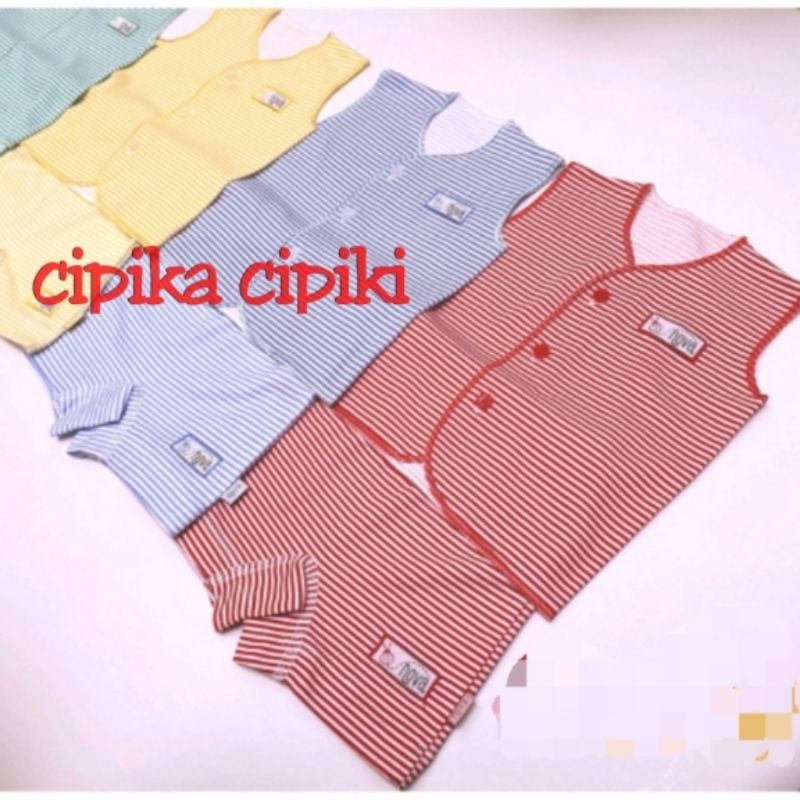 Setelan baju bayi buntung garis warna NB Nova