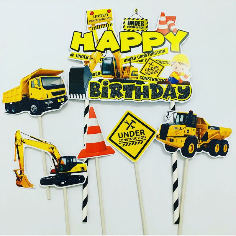 Construction Rambu Topper Cake Birthday / Hiasan Kue Ultah
