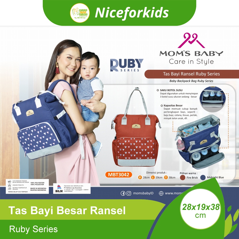 Mom's Baby Tas Bayi Ransel Besar Bayi Ruby Series MBT3042 / Tas Perlengkapan Bayi