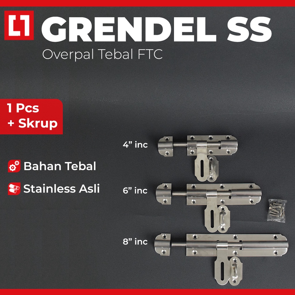 Grendel Stainless Tebal Besar Overpal Slot Gembok Pintu  Truk Gerbang