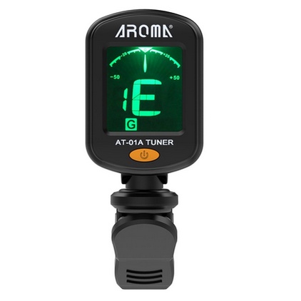 Tuner Gitar Chromatic Merk Aroma AT-01A Ukulele Biola Bass / Alat Stem Gitar Digital Termasuk Batre