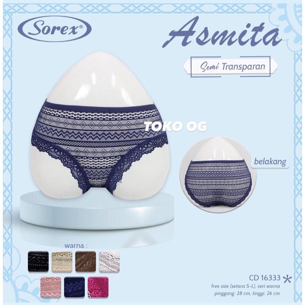 CD WANITA SOREX 16310 BRUKAT TRANSPARANT S M L CELANA DALAM SEXY RENDA 16316 16317 16332