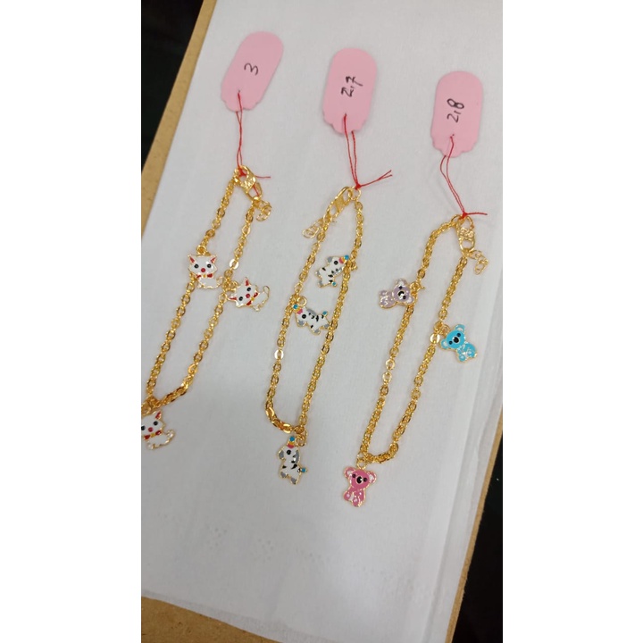 GELANG RANTAI ANAK  PERAK ASLI 925 YANG DILAPIS EMAS 24 KARAT