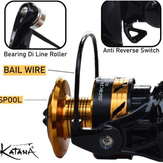 Hadir Reel Katana Sakana 1000 - 6000 10 Ball Bearing - Biru, 2000 Hemat